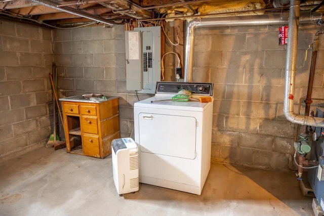 laundry room with washer / clothes dryer, laundry area, and electric panel