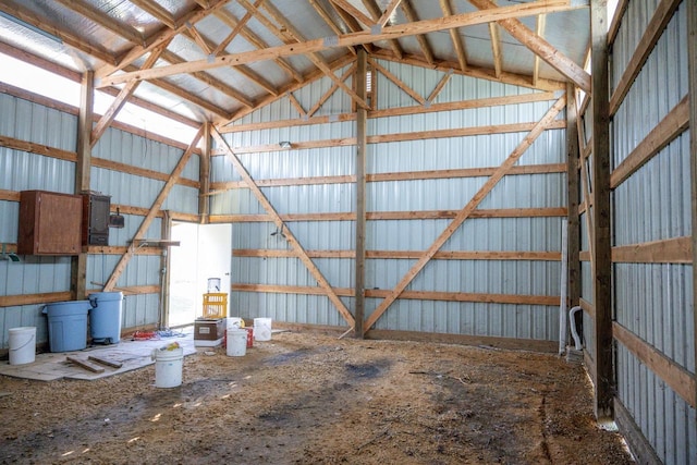 garage with metal wall
