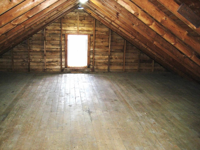 view of unfinished attic