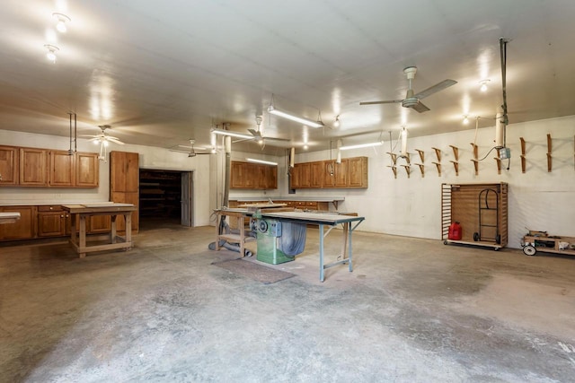 W11330 Rose Eld Rd, Ripon, WI 54971 - interior space with a workshop area and a ceiling fan