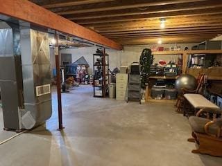 basement with heating unit