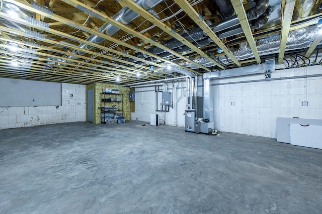 unfinished below grade area with electric panel