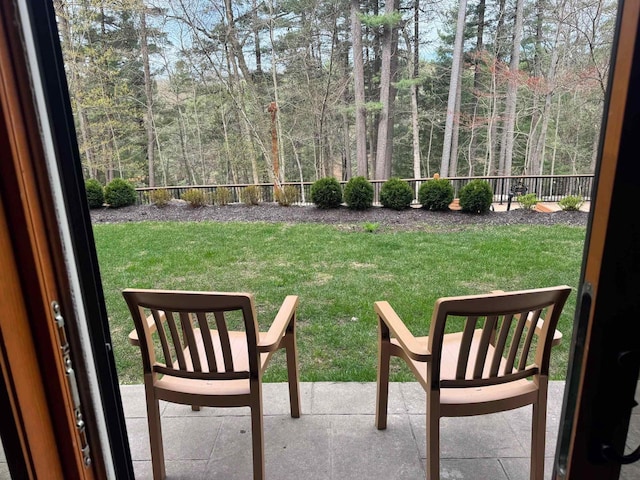 view of yard with a patio area and a fenced backyard