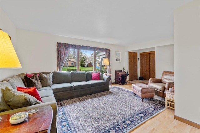 living room with light wood finished floors