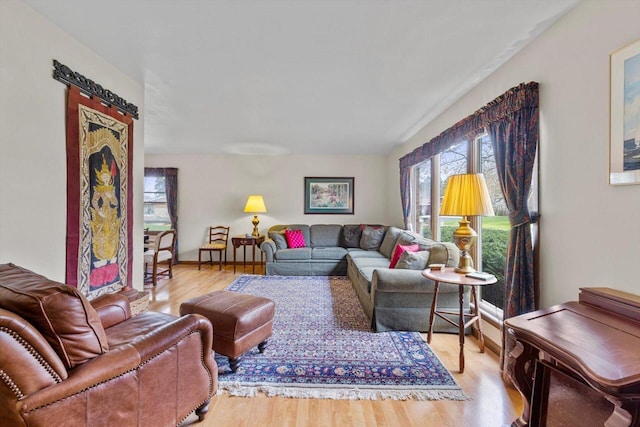 living area with wood finished floors