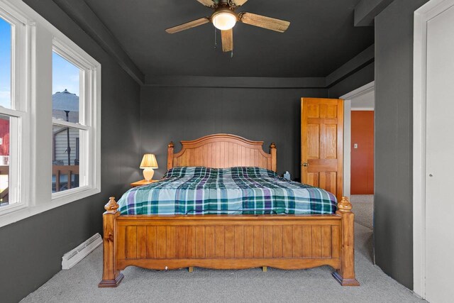 W444 Carlson Ln, Oconto Falls, WI 54154 - carpeted bedroom with ceiling fan and a baseboard radiator
