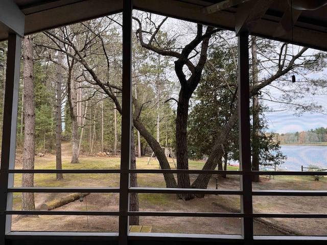 exterior space featuring a water view