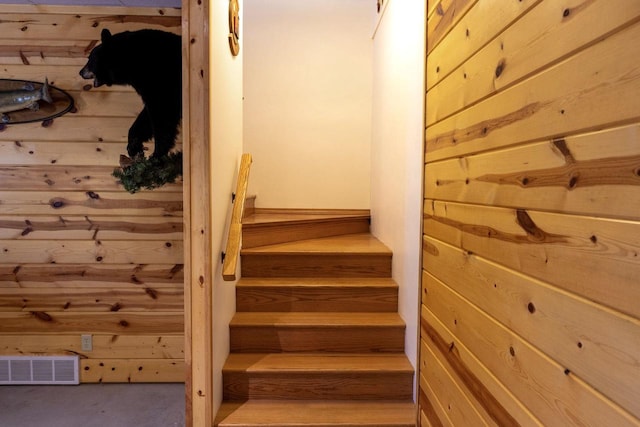 6258 Ninebark Rd, Abrams, WI 54153 - staircase featuring wooden walls