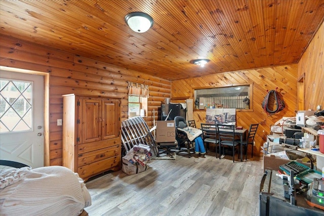 W2470 County Road B, Montello, WI 53949 - bedroom with rustic walls, wood finished floors, and wood ceiling