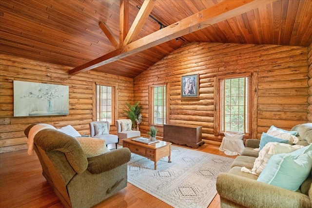 W2470 County Road B, Montello, WI 53949 - living room featuring wooden ceiling and wood finished floors