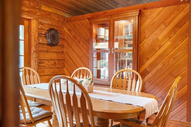 W2470 County Road B, Montello, WI 53949 - dining room with wood ceiling and wooden walls