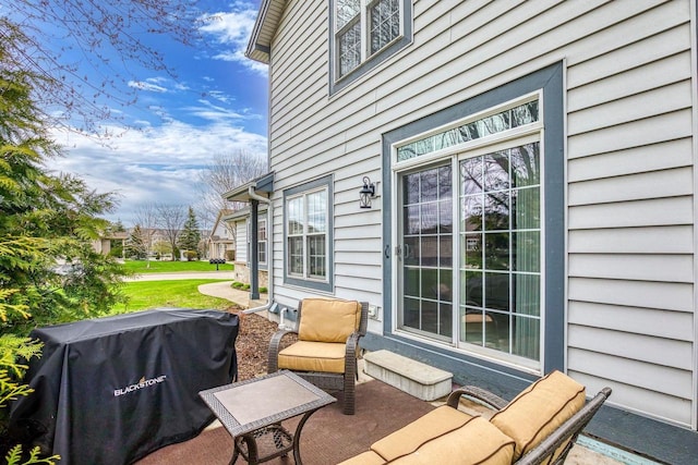 view of patio / terrace featuring a grill