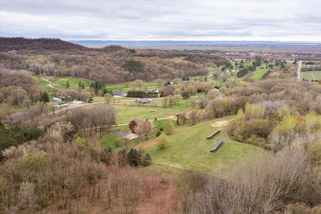 aerial view with a rural view