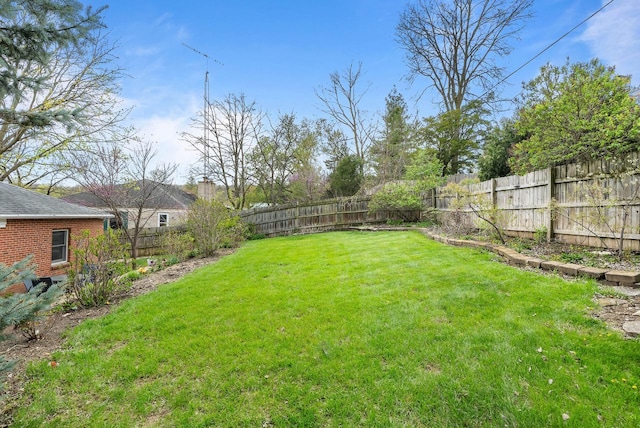 view of yard featuring a fenced backyard