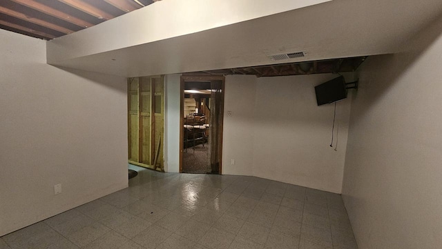 finished basement with visible vents