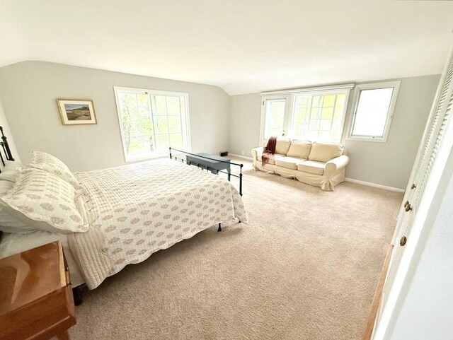 1651 E Ridge Rd, Beloit, WI 53511 - carpeted bedroom with vaulted ceiling, multiple windows, and baseboards