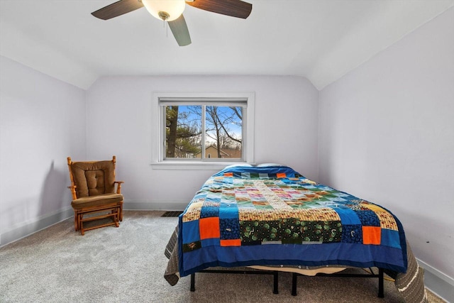 6309 12th St, Kenosha, WI 53144 - carpeted bedroom with ceiling fan, lofted ceiling, and baseboards