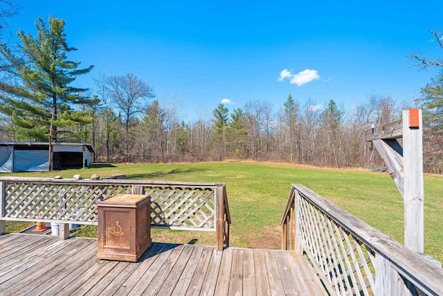 W7730 County Road Z, Pembine, WI 54156 - wooden terrace featuring a lawn