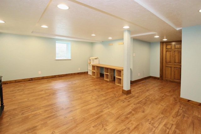 364 E 9th St, Fond Du Lac, WI 54935 - basement featuring light wood finished floors, baseboards, and recessed lighting