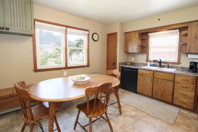 364 E 9th St, Fond Du Lac, WI 54935 - kitchen featuring open shelves, dishwasher, brown cabinetry, and a sink
