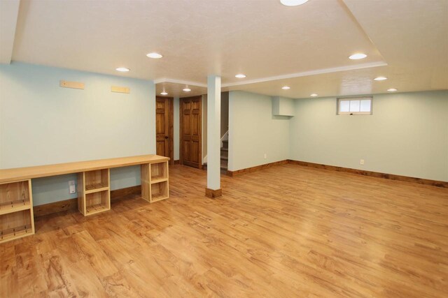 364 E 9th St, Fond Du Lac, WI 54935 - below grade area featuring wood finished floors and recessed lighting
