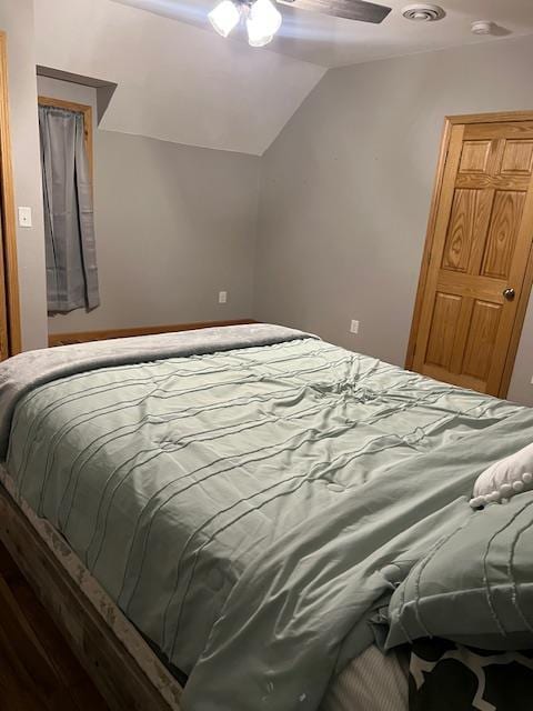 1075 Grant St, Fennimore, WI 53809 - bedroom with lofted ceiling and ceiling fan