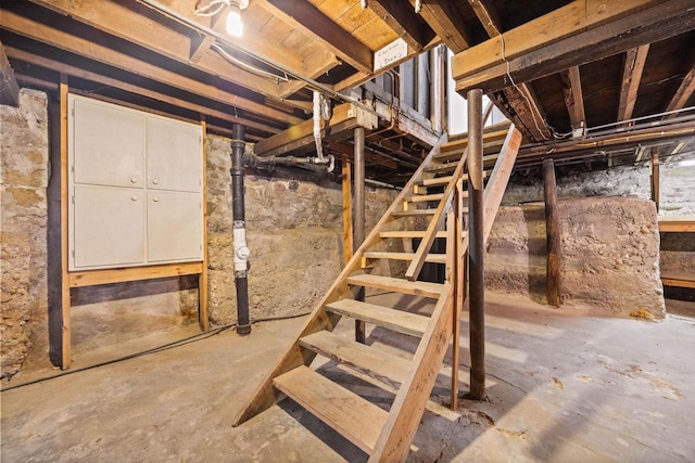 103 E Rollin St, Edgerton, WI 53534 - unfinished below grade area featuring stairway