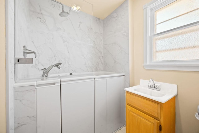 103 E Rollin St, Edgerton, WI 53534 - full bath featuring a marble finish shower and vanity