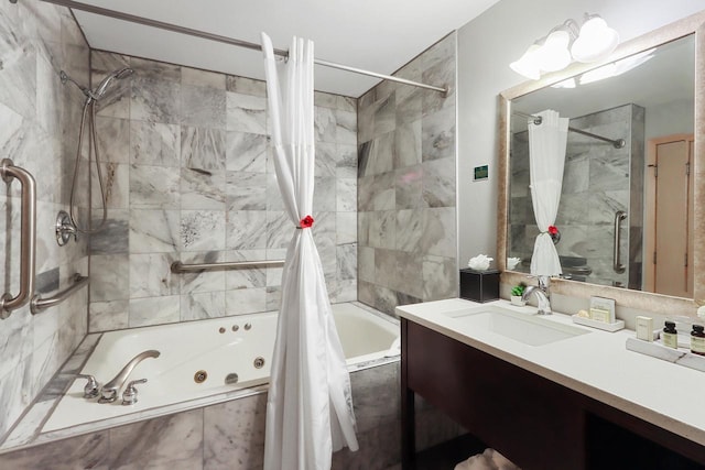 123 Center St Unit 301, Lake Geneva, WI 53147 - bathroom with a combined bath / shower with jetted tub and vanity