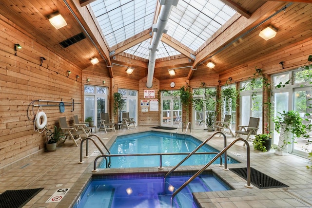 123 Center St Unit 301, Lake Geneva, WI 53147 - pool with a skylight and an indoor hot tub