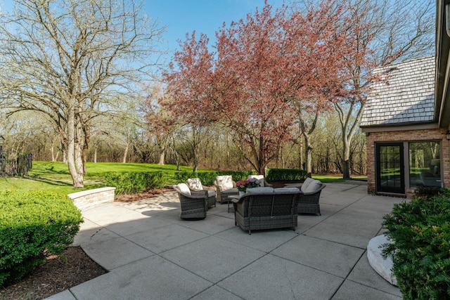 view of patio / terrace with an outdoor living space