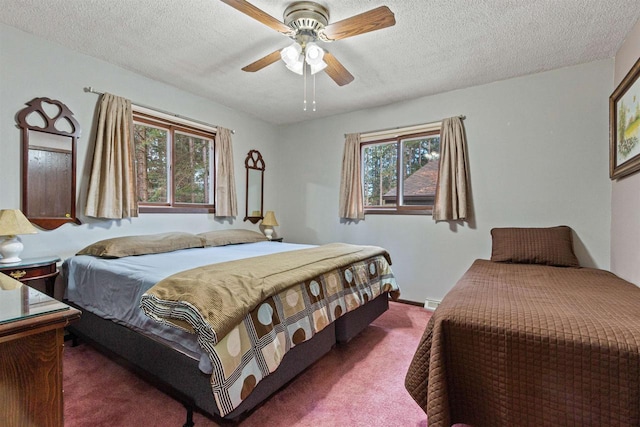 1074 E Queens Way, Nekoosa, WI 54457 - bedroom featuring dark colored carpet, a textured ceiling, and multiple windows