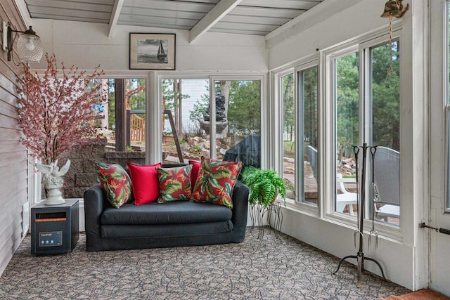 1074 E Queens Way, Nekoosa, WI 54457 - sunroom / solarium featuring a wealth of natural light, carpet, and beam ceiling