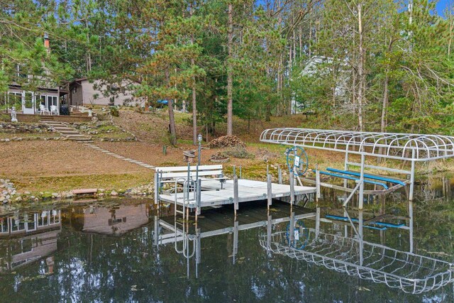 1074 E Queens Way, Nekoosa, WI 54457 - dock area with boat lift and a water view