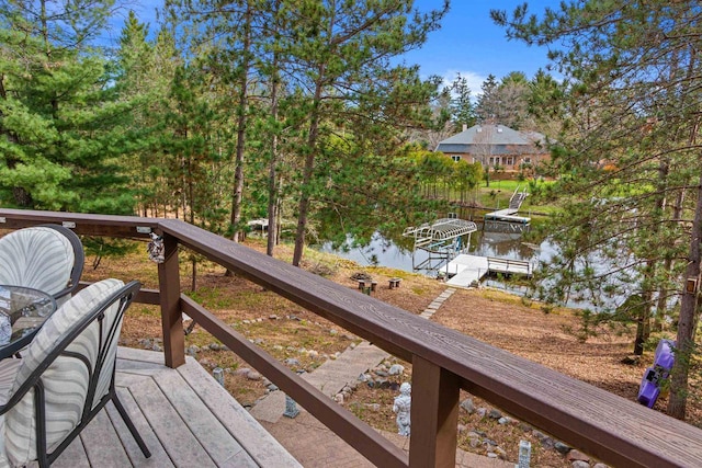 1074 E Queens Way, Nekoosa, WI 54457 - deck with a water view and a boat dock