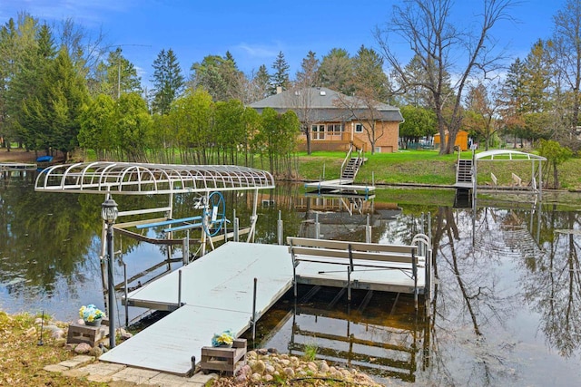 1074 E Queens Way, Nekoosa, WI 54457 - dock area featuring boat lift and a water view