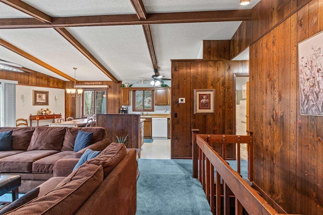 1074 E Queens Way, Nekoosa, WI 54457 - living area featuring wooden walls and beamed ceiling