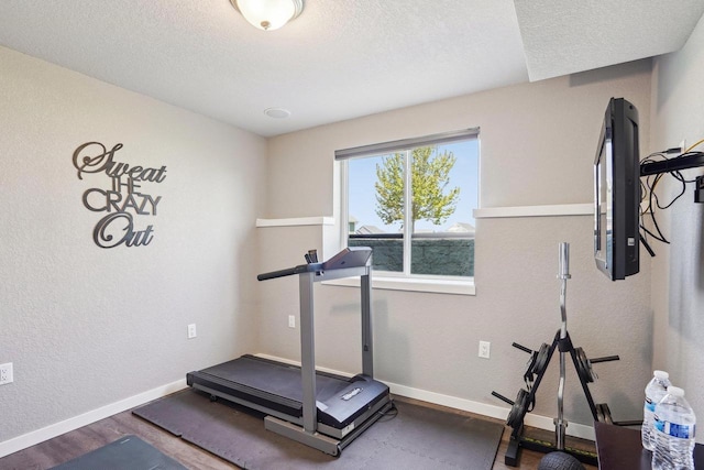 521 Dragon Willow Ln, Middleton, WI 53562 - workout area with baseboards, a textured ceiling, and wood finished floors