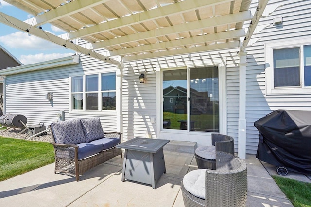 521 Dragon Willow Ln, Middleton, WI 53562 - view of patio / terrace featuring outdoor lounge area, a grill, and a pergola