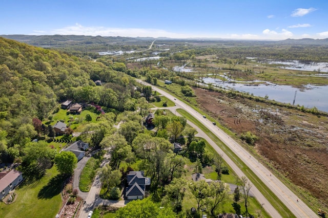 W157 Thomas Rd, Fountain City, WI 54629 - aerial view of property and surrounding area featuring a major roadway and a water and mountain view