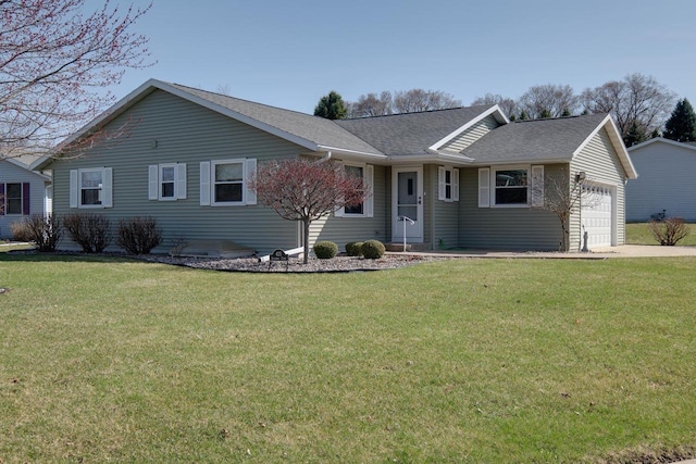 425 S Ventura Ln, Whitewater, WI 53190 - single story home featuring an attached garage, a shingled roof, a front yard, and concrete driveway