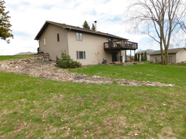 3241 Glendale Ave, Green Bay, WI 54313 - back of house with a yard, a deck, and central air condition unit