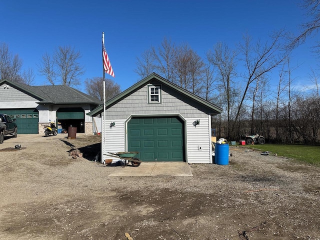 view of detached garage