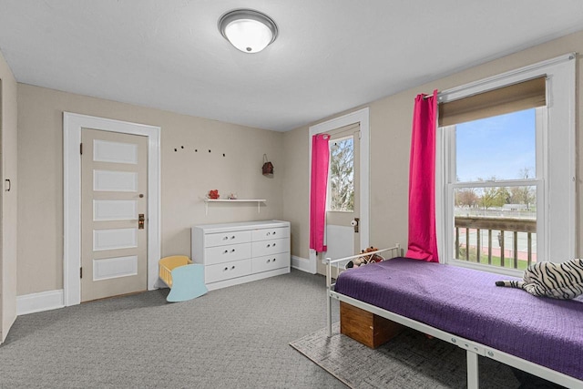 bedroom featuring carpet