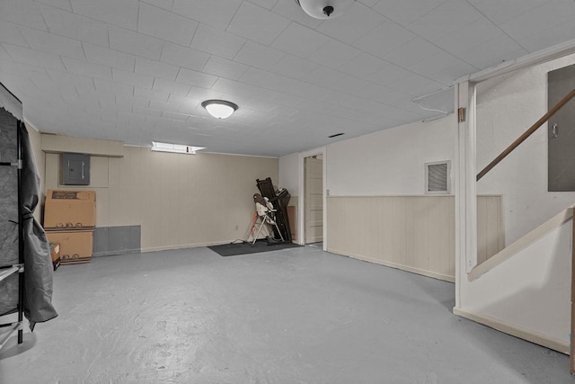 finished basement with electric panel