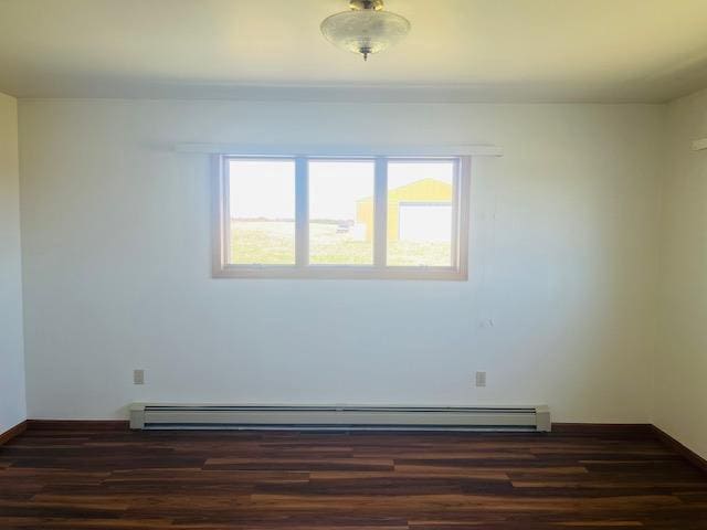 W8918 County Rd W, Crivitz, WI 54114 - unfurnished room with wood finished floors, a baseboard radiator, and baseboards