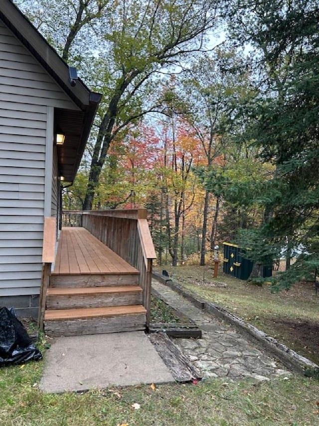 W15560 Mckinley Ln, Athelstane, WI 54104 - view of wooden terrace