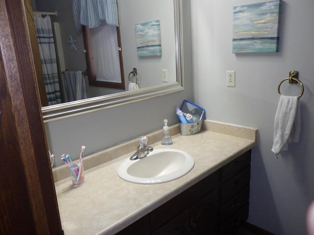 N2646 Rustic Cir, Clintonville, WI 54929 - bathroom with vanity and a shower with shower curtain