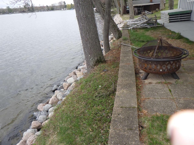 N2646 Rustic Cir, Clintonville, WI 54929 - view of yard featuring a fire pit and a water view