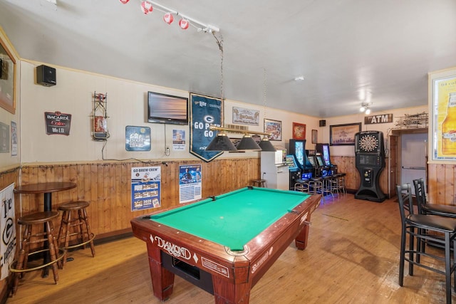 3423 S Clement Ave, Milwaukee, WI 53207 - rec room with wooden walls, billiards, and wood finished floors